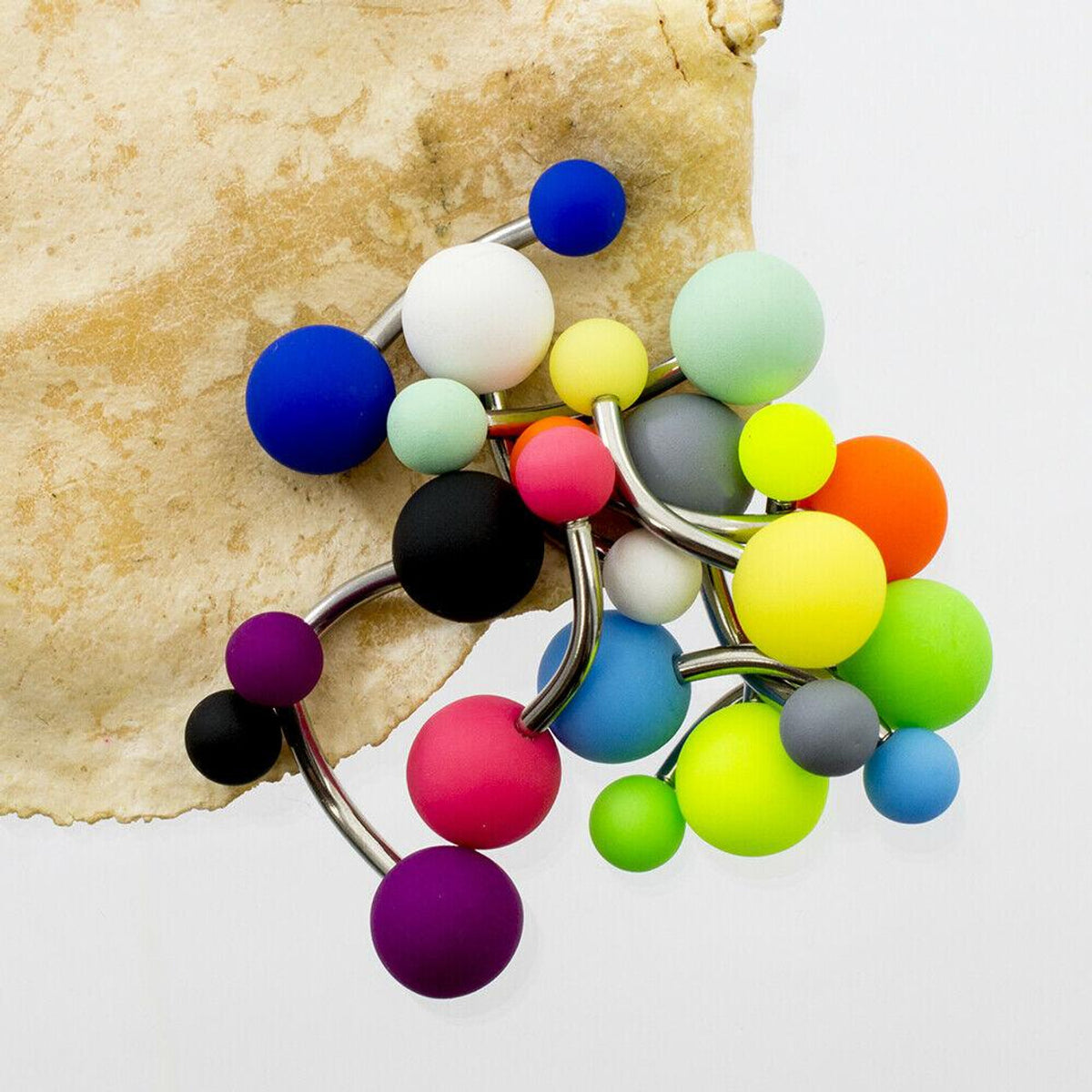 Surgical Steel 14 Gauge Belly Rings with Acrylic Balls - 12 Pack - photo 3