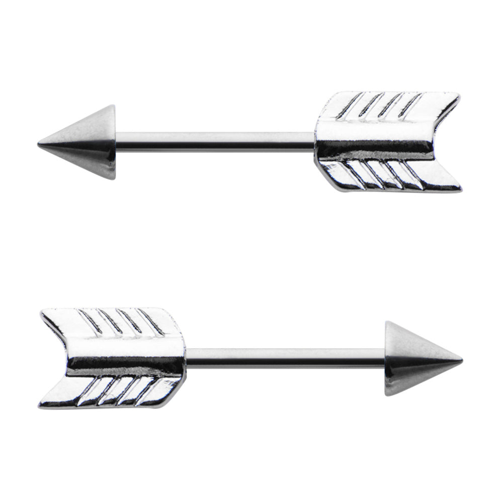 Surgical Steel 14 Gauge Nipple Barbell with Arrow - Pair - photo 2