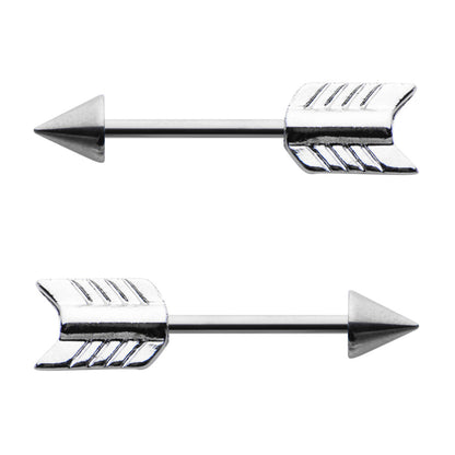 Surgical Steel 14 Gauge Nipple Barbell with Arrow - Pair - photo 2