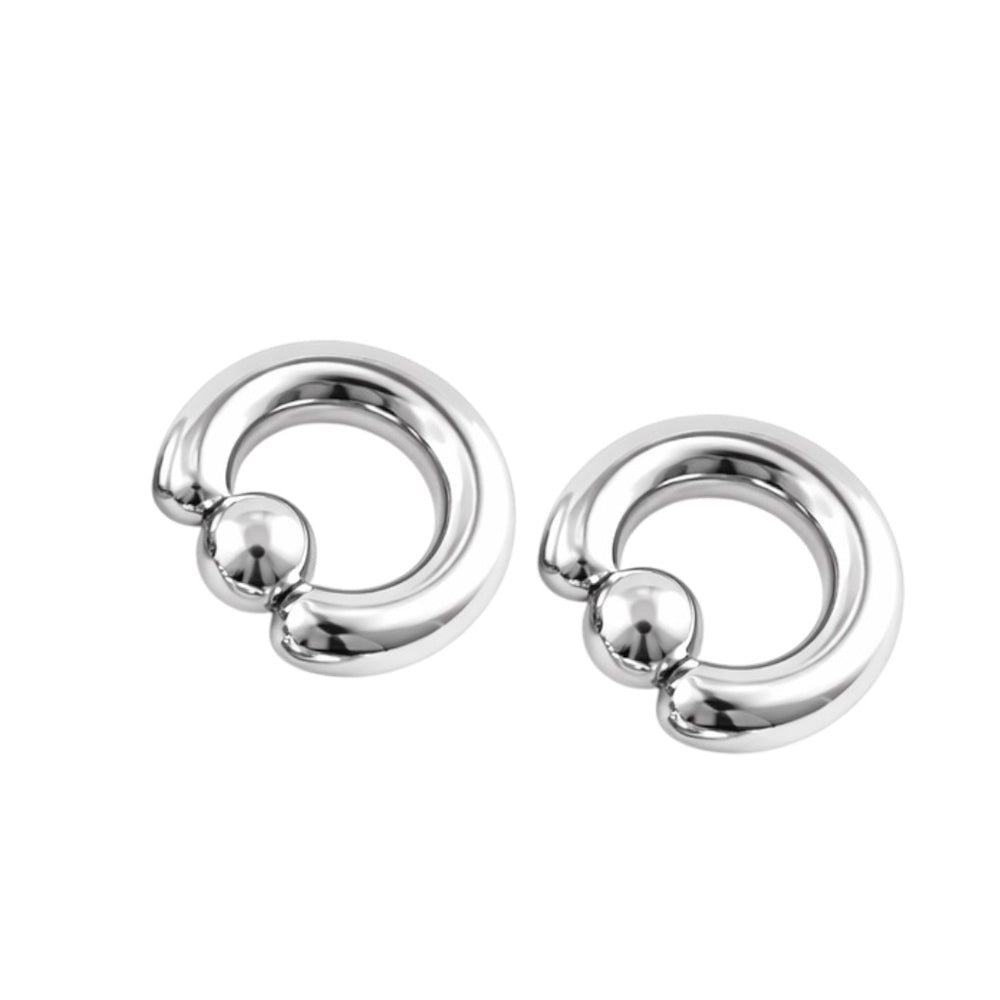 Surgical Steel 12 to 00 Gauge Captive Bead Rings Steel Ball - Pair - photo 2
