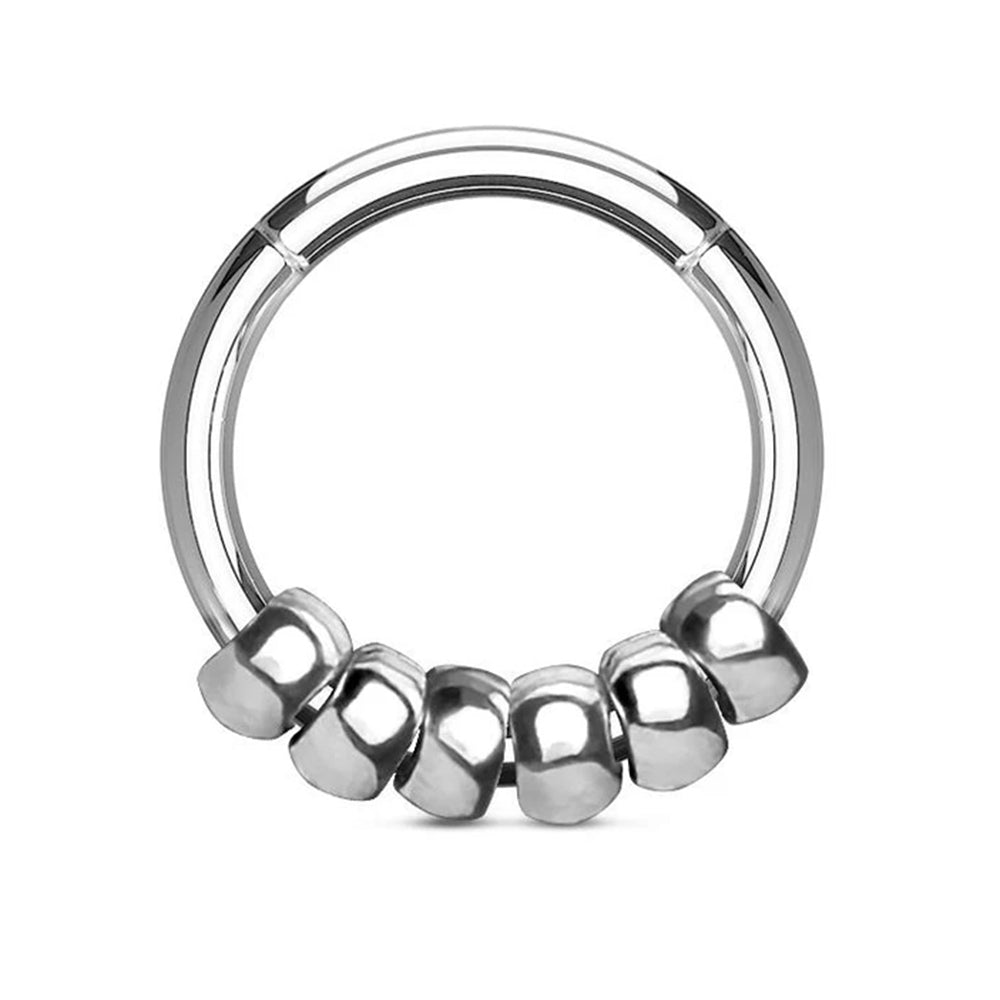 Surgical Steel 16 Gauge Hinged Segment Ring with Steel Bead - photo 2