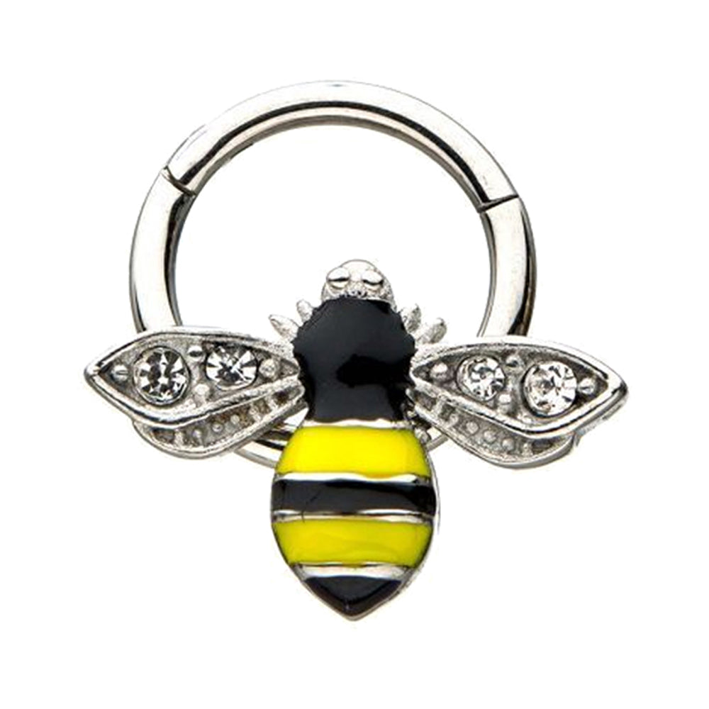 Surgical Steel 16 Gauge Hinged Bee CZ Clicker Segment Ring - 8mm - photo 4