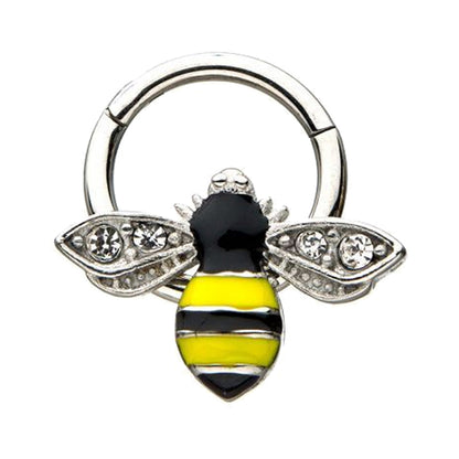 Surgical Steel 16 Gauge Hinged Bee CZ Clicker Segment Ring - 8mm - photo 4