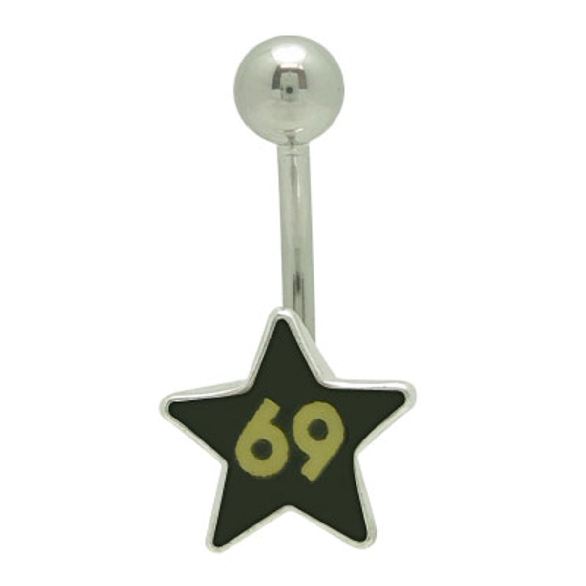 Surgical Steel Belly Button Ring Curved Barbell 14 Gauge Star 69 - Kruelty