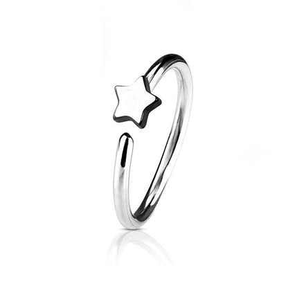 Surgical Steel Bendable Nose Hoop 20 Gauge 5/16" Star End - 5 Pcs - Kruelty