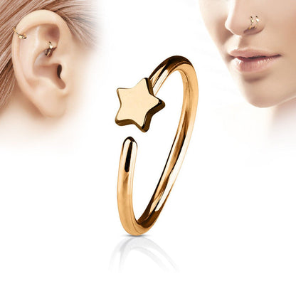 Surgical Steel Bendable Nose Hoop 20 Gauge 5/16" Star End - 5 Pcs - Kruelty