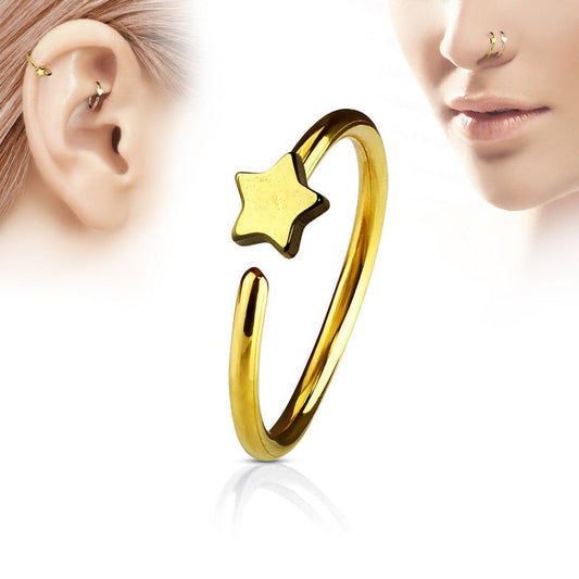 Surgical Steel Bendable Nose Hoop 20 Gauge 5/16" Star End - 5 Pcs - Kruelty