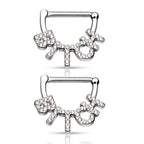 Surgical Steel 14 Gauge Paved CZ Bitch Nipple Shield 12mm - Pair