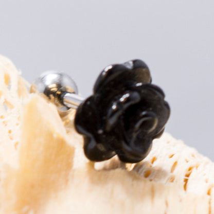 Surgical Steel 16 Gauge Cartilage Barbell with Black Rose Top - photo 4