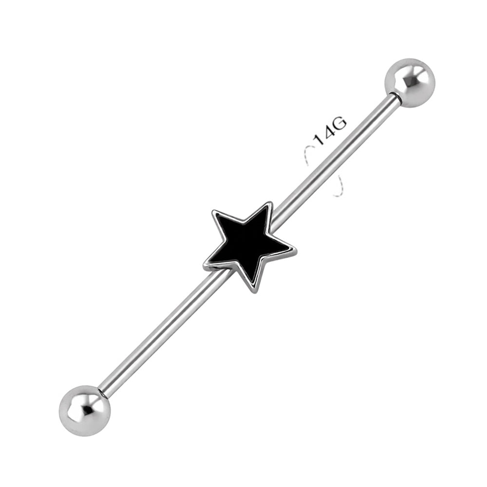 Surgical Steel Black Star Industrial Barbell 14 Gauge - photo 3