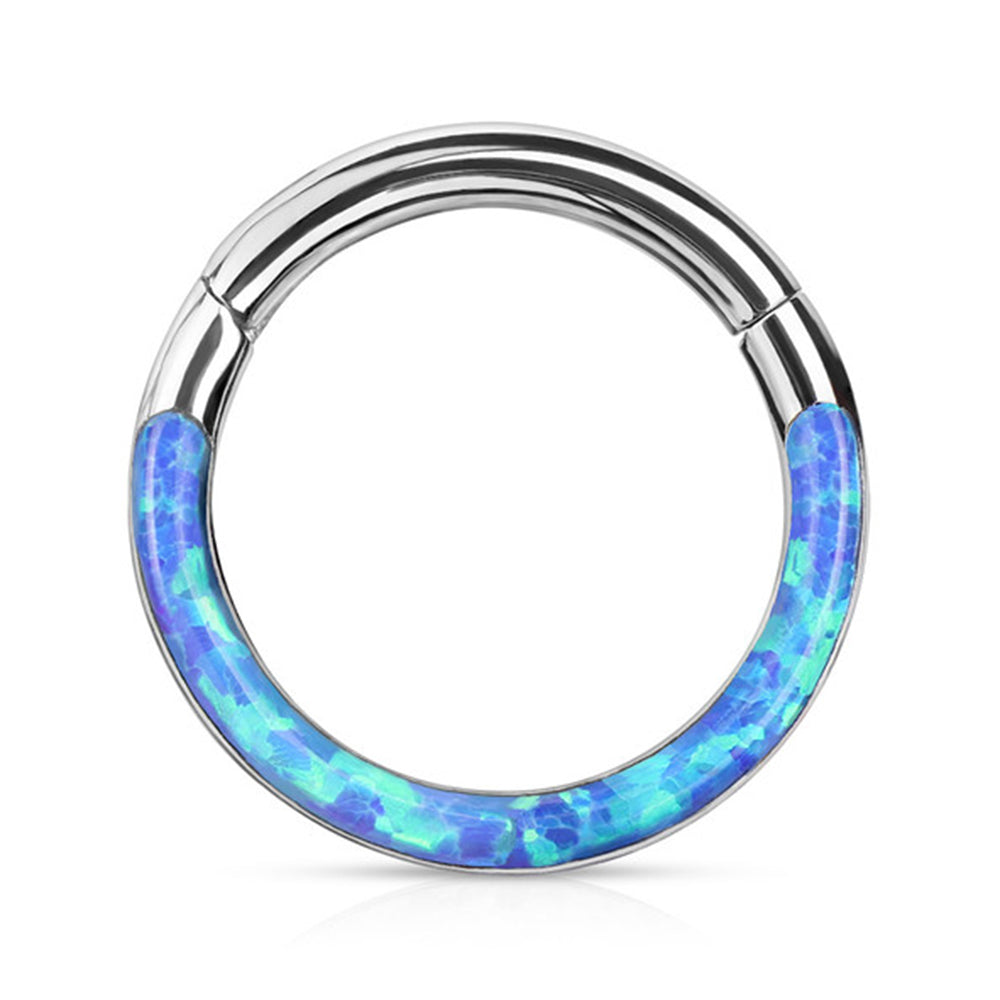 Surgical Steel 16 Gauge Front Facing Opal Hinged Segment Ring - photo 4