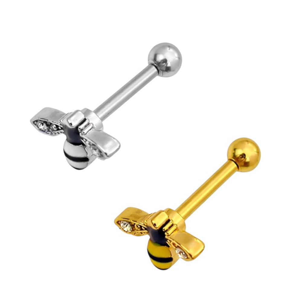 Surgical Steel 16 Gauge Cartilage Barbell with CZ Bumble Bee - photo 4