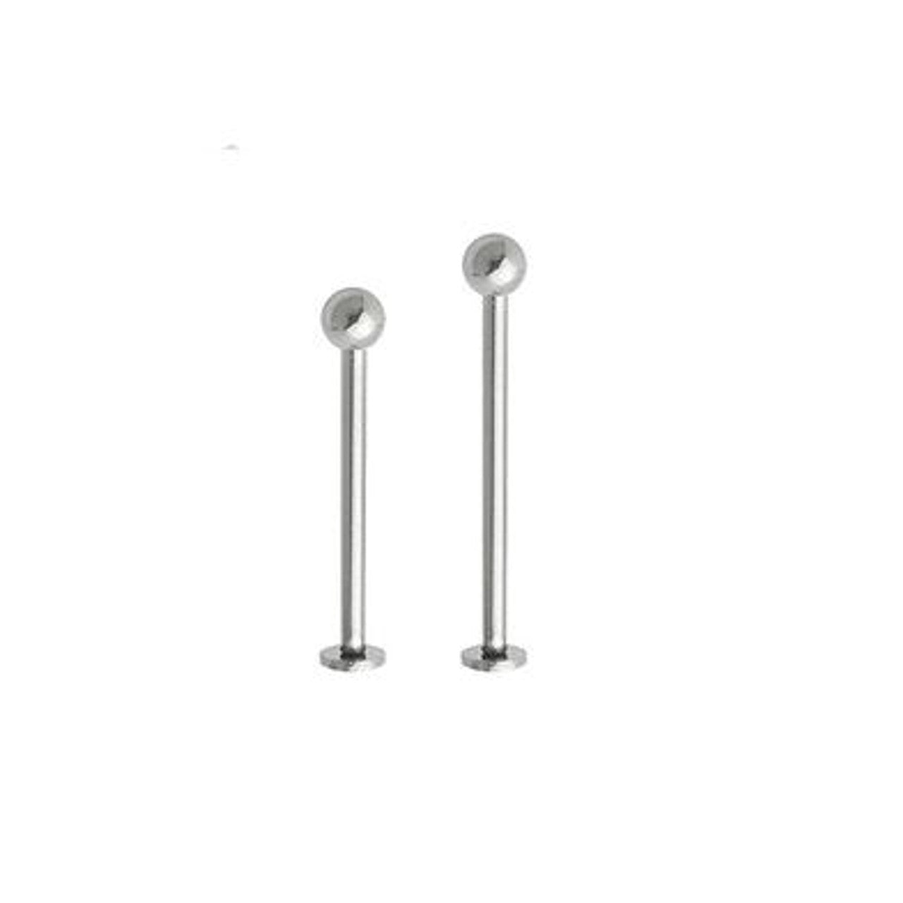 Surgical Steel Extra Long Dimpled Cheek Labret 16 & 14 Gauge