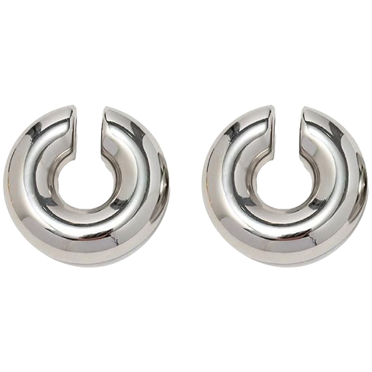 Surgical Steel Chunky Hollow Ear Cuff Gold & Silver 9.8mm - Pair