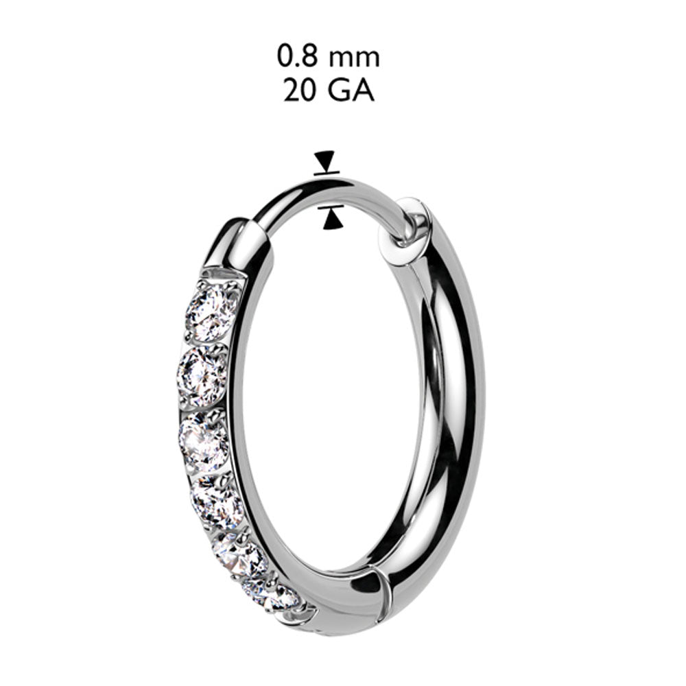 Surgical Steel Huggie Hoops 20G 8mm & 10mm with Outward CZ - Pair - photo 5