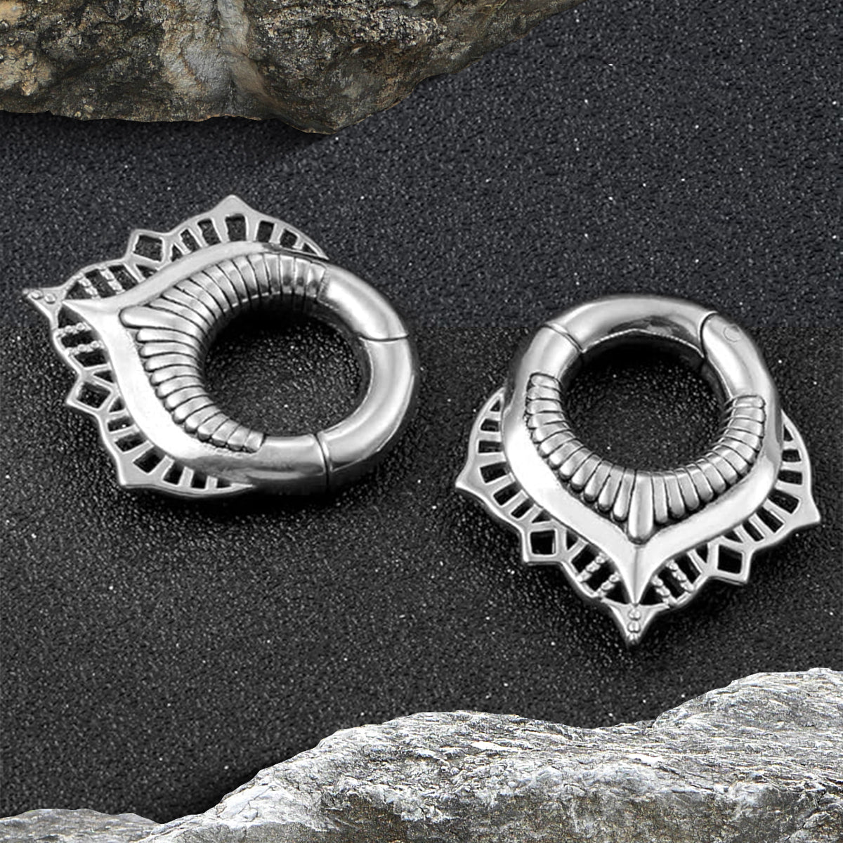 Surgical Steel Ear Weights 2G & 0G with Mandala Teardrop - Pair - photo 4