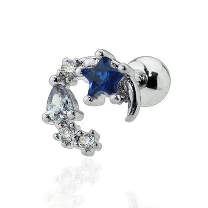 Surgical Steel 16 Gauge Tragus Barbell with Crescent Moon Star CZ - photo 4
