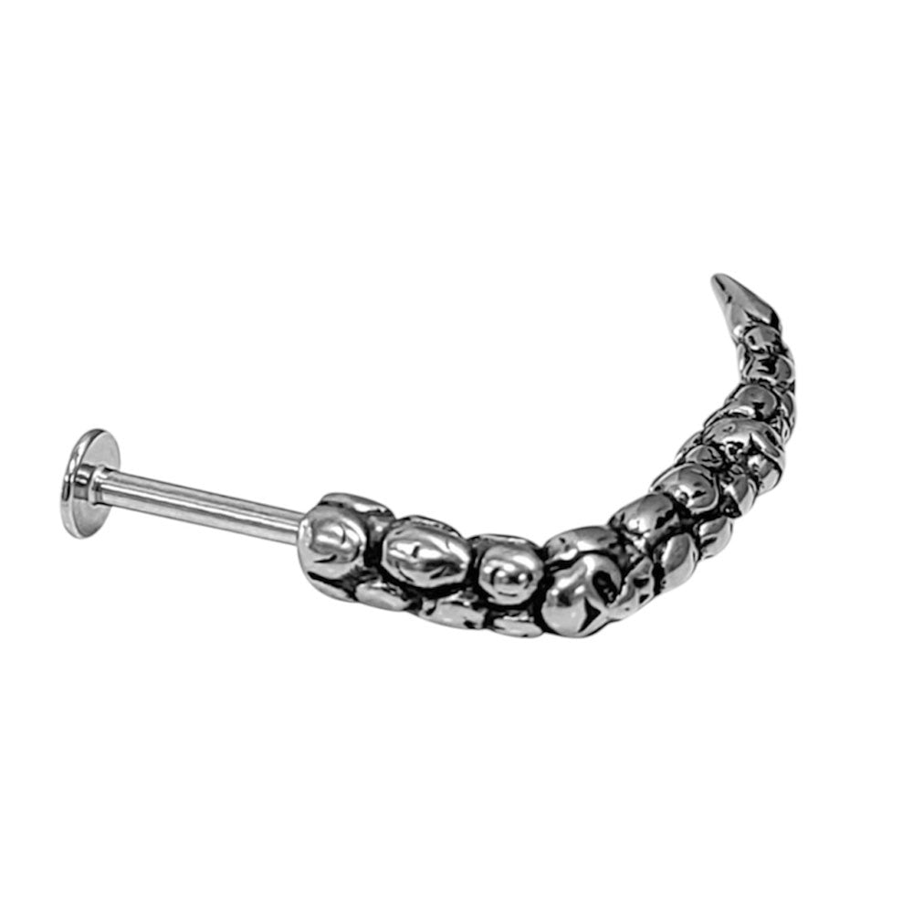 Surgical Steel Curved Labret Stud 14G 10mm with Gothic Long Claw Skull - photo 6