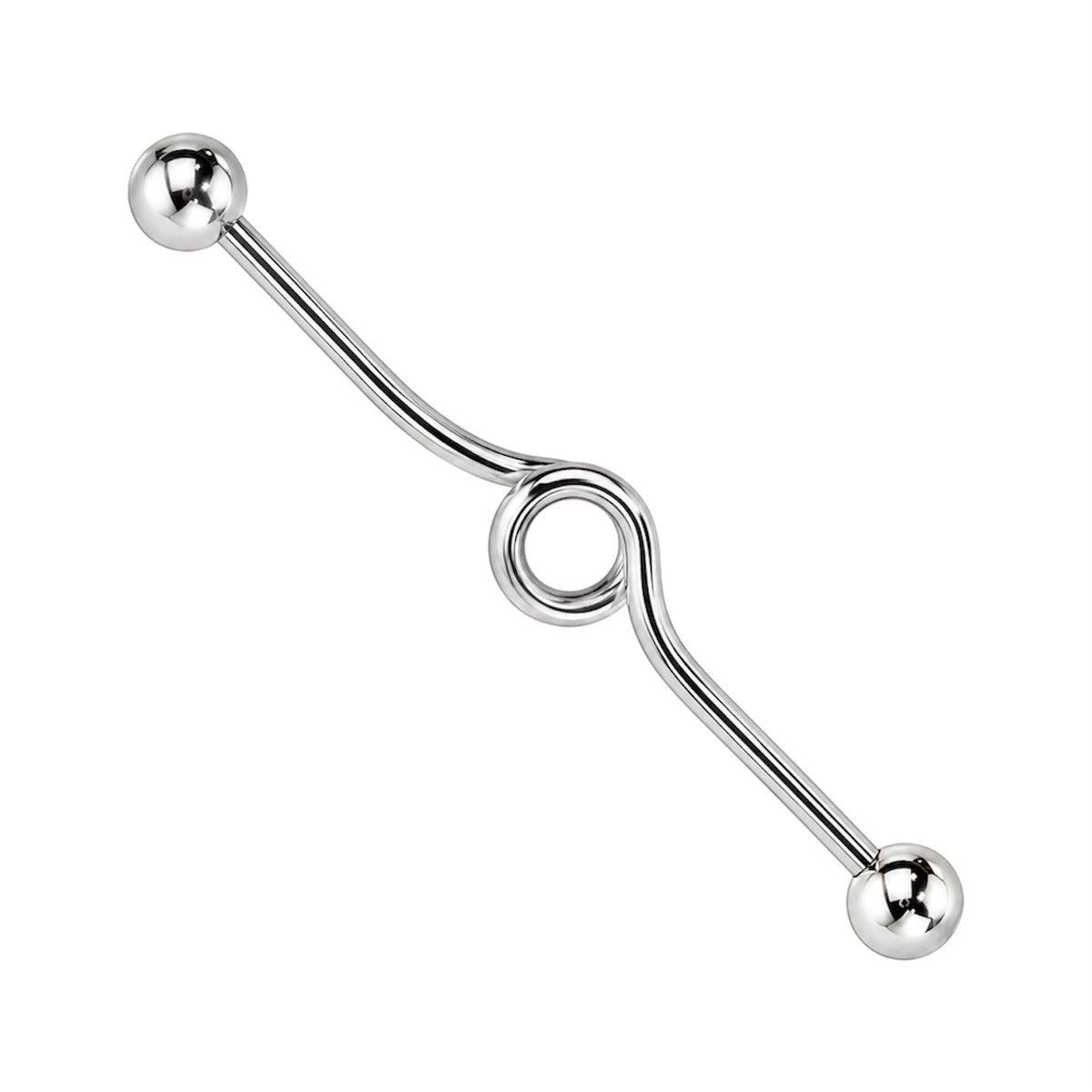 Surgical Steel 14 Gauge Industrial Barbell with Ball Spiral Loop - photo 3