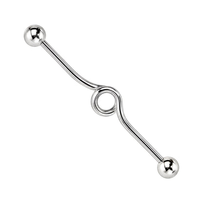 Surgical Steel 14 Gauge Industrial Barbell with Ball Spiral Loop - photo 3