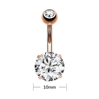 Rose Gold PVD Surgical Steel 14 Gauge Belly Ring with Large CZ - photo 2