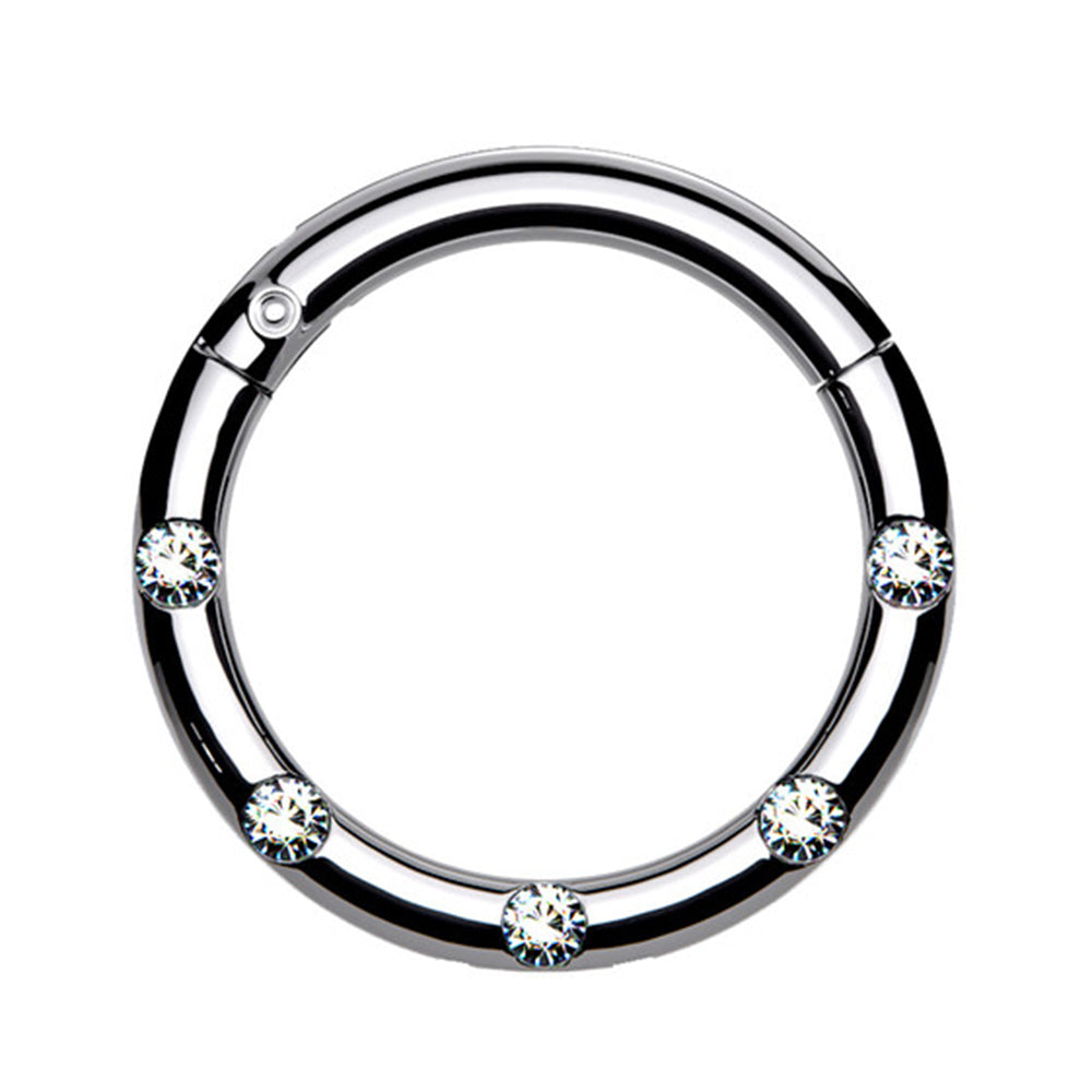 Surgical Steel 16 Gauge Hinged Segment Ring with Front Facing CZ - photo 5