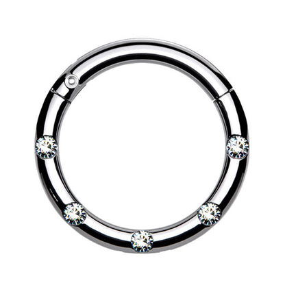 Surgical Steel 16 Gauge Hinged Segment Ring with Front Facing CZ - photo 5