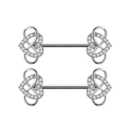 Surgical Steel Nipple Barbell 14G 14mm with Infinity Heart CZ - Pair - photo 4