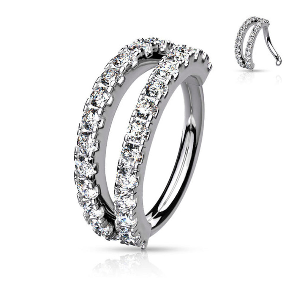 Surgical Steel 16 Gauge Double Lined CZ Bendable Hoop - 8mm - photo 4