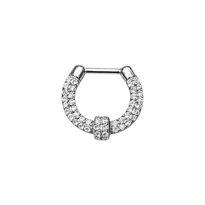 Surgical Steel 16 Gauge Double Row Paved CZ Septum Clicker - 8mm - photo 7