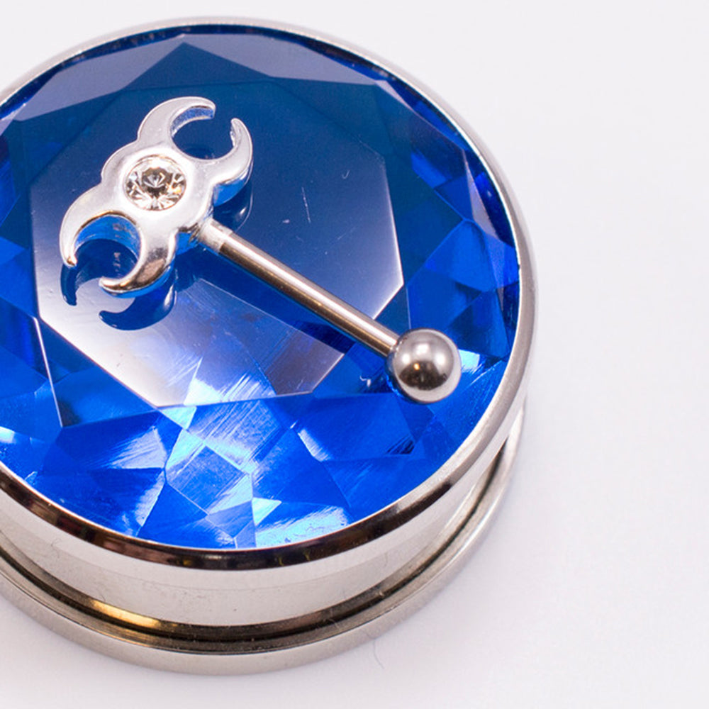 Surgical Steel 16 Gauge Eyebrow Barbell with CZ Triple Moon - photo 4