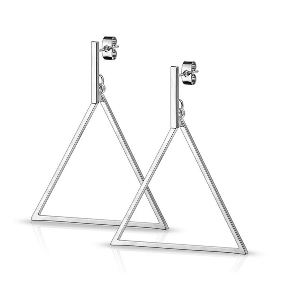 Surgical Steel 20 Gauge Dangle Equilateral Triangle Stud Earrings