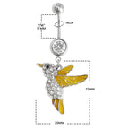 Surgical Steel 14 Gauge Humming Bird Dangle Belly Button Ring