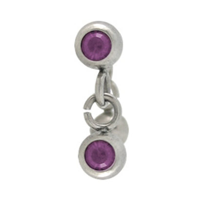 Surgical Steel 14 Gauge Nipple Barbell CZ with Dangle - Pair - photo 3