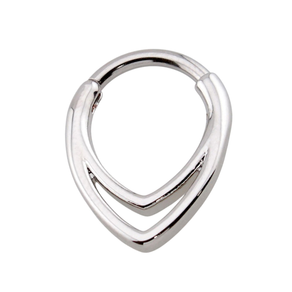 Surgical Steel 16 Gauge Hinged Teardrop Segment Rings Double Lined