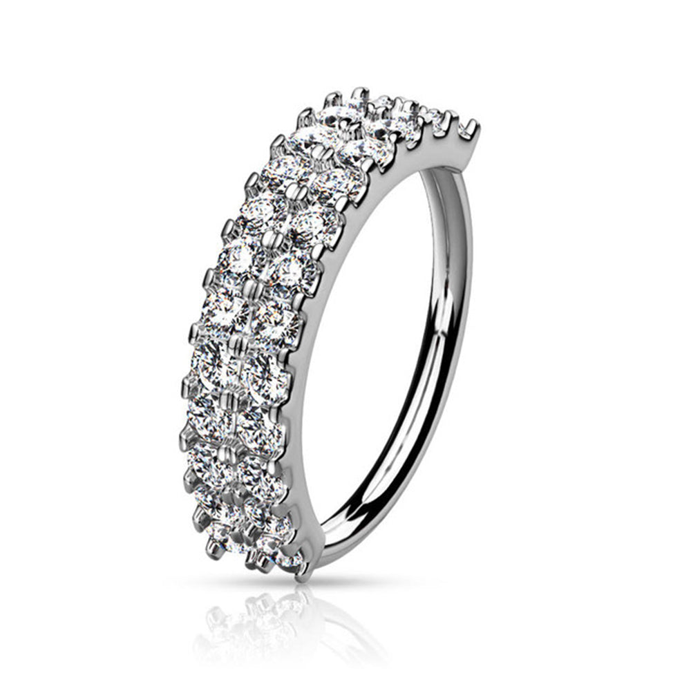 Surgical Steel 20 Gauge Bendable Nose Hoop with Double Lined CZ - photo 3