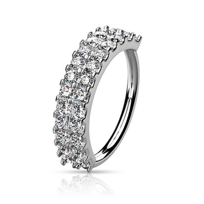 Surgical Steel 20 Gauge Bendable Nose Hoop with Double Lined CZ - photo 3