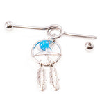 Surgical Steel 14 Gauge Dream Catcher Industrial Barbell with Retainer - photo 4