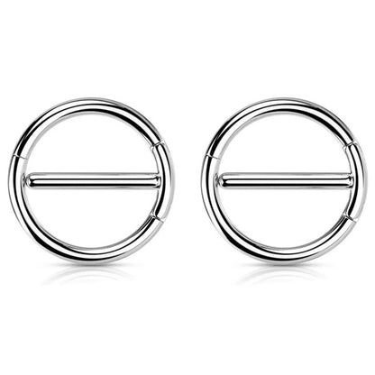 Surgical Steel 14 Gauge Dual Hinged Nipple Shield Ring - Pair - photo 10