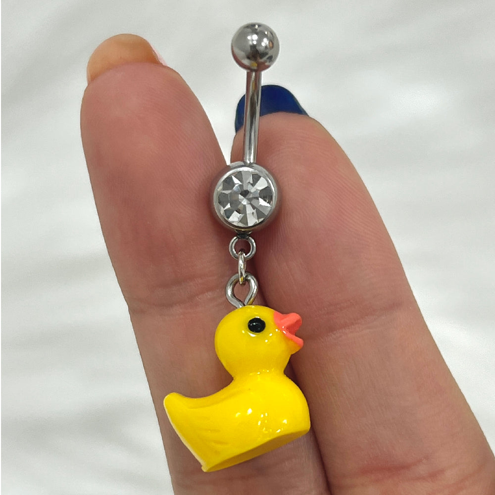 Surgical Steel 14 Gauge Dangle Duck Belly Button Ring