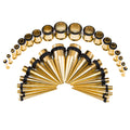 Gold PVD Surgical Steel Ear Stretching Kit Tapers & Tunnels - 36 Pack