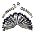 Surgical Steel 14 to 00G Tapers & Screw Fit Tunnels Set - 36 Pack