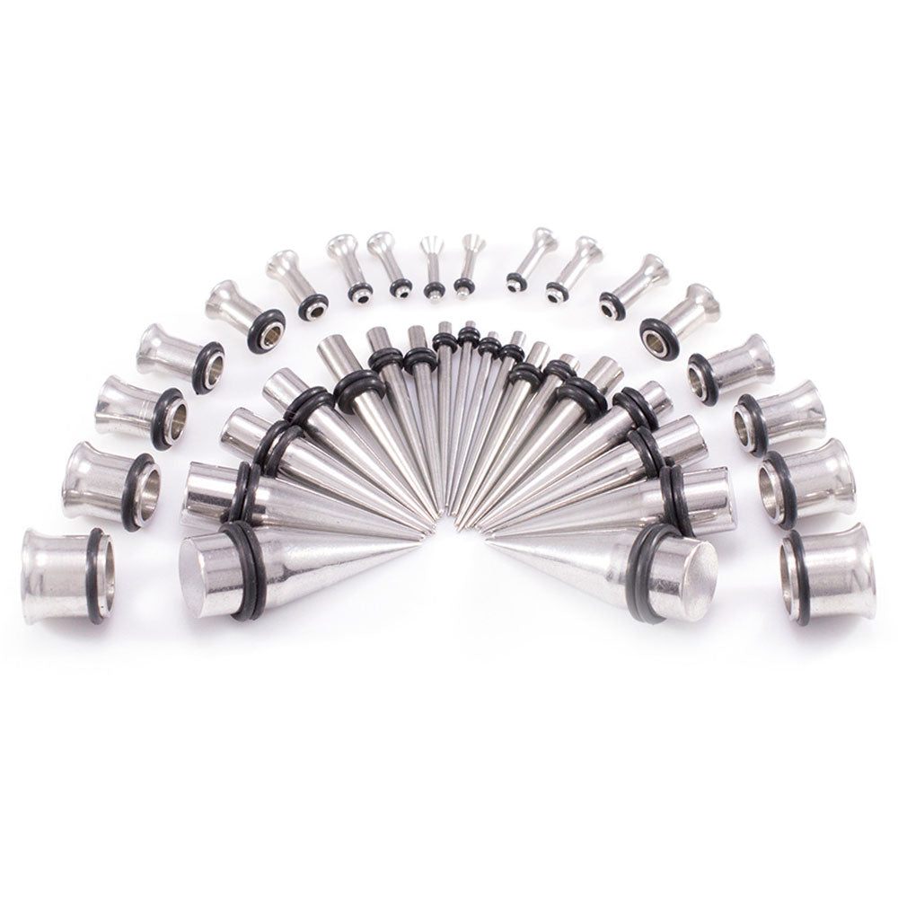 Surgical Steel 14 to 00 Gauge Ear Stretching Kit Tapers Set - 36 Pack