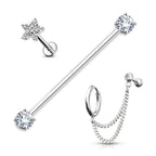 Surgical Steel 16 & 14G Industrial, Hoop & Labret - 3 Pack - Style 2