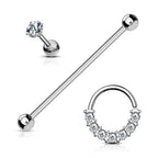 Surgical Steel 16 & 14 Gauge Industrial, Hoop & Labret Set - 3 Pack