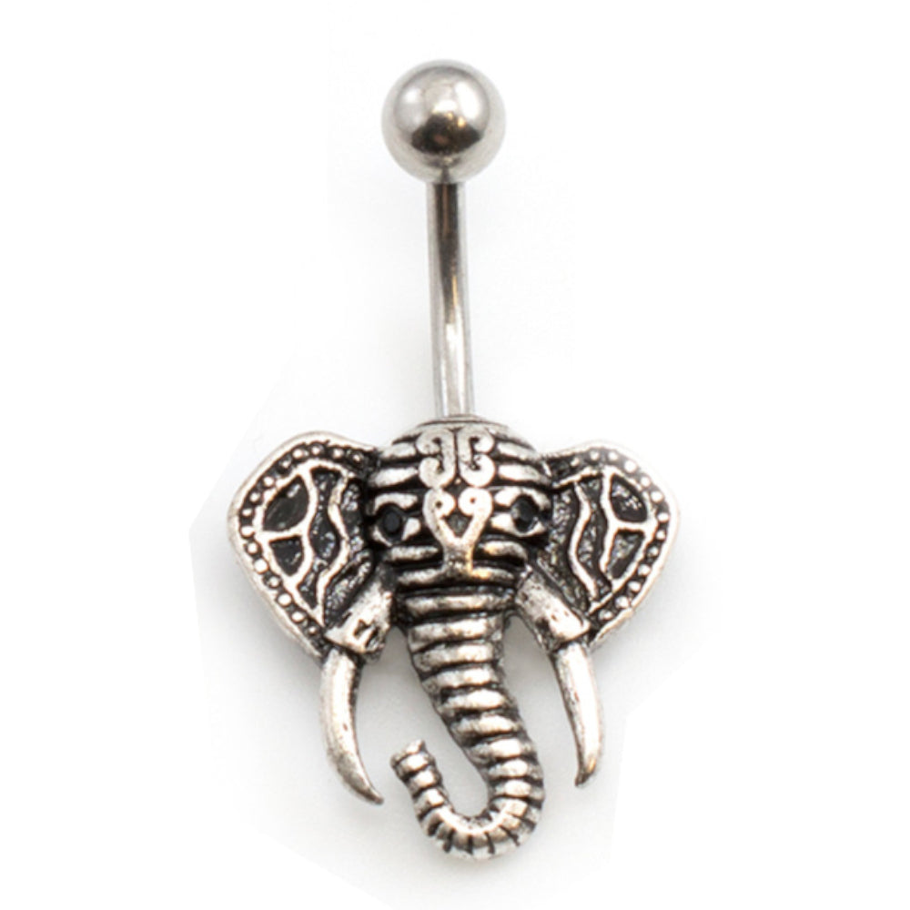 Surgical Steel 14 Gauge Belly Ring with Tribal Elephant Head - photo 6