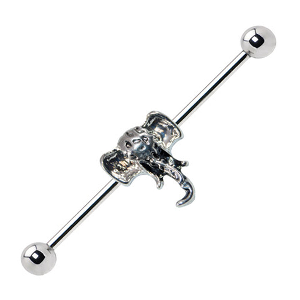 Surgical Steel 14 Gauge Industrial Barbell with CZ Elephant Head - photo 2