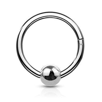 Surgical Steel 16 & 18 Gauge Hinged Segment Ring with Fixed Ball - photo 5