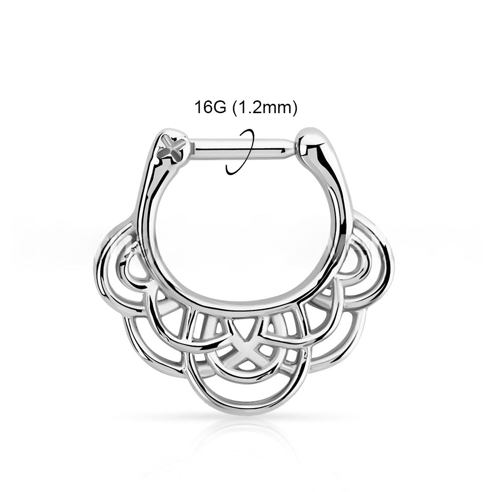 Surgical Steel 16 Gauge Floral Hinged Septum Clicker