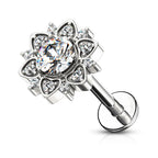 Surgical Steel 16 Gauge Labret Stud with CZ Flower Center - photo 4